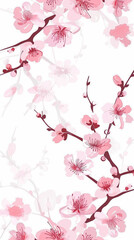 Cherry blossom isolated on white. AI generated art illustration.