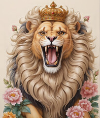 Royal Lion miniature painting style border and frame