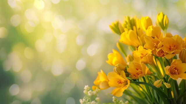 Beautiful bouquet of spring freesia flowers. 4k video animation