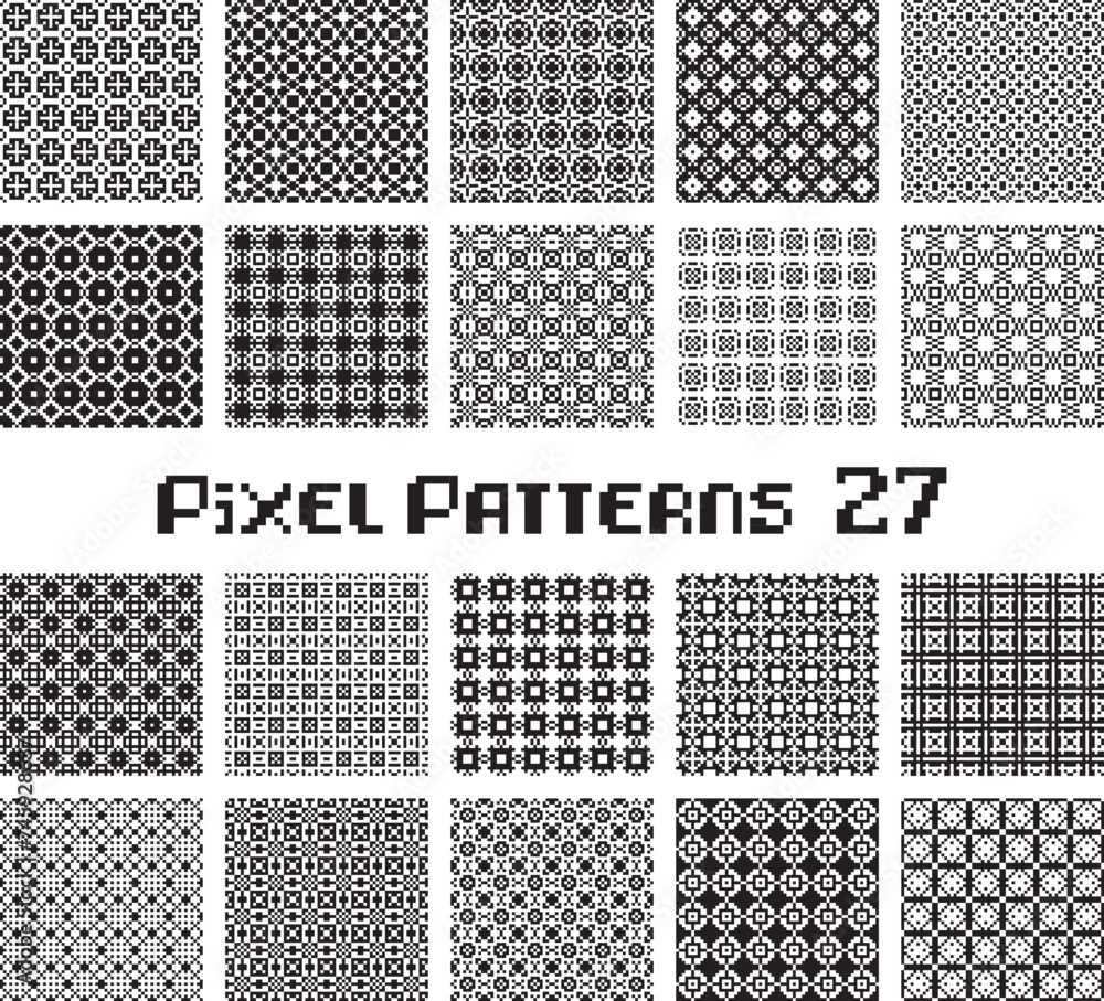 Aufkleber abstract seamless pattern in pixel style. set geometric design background.