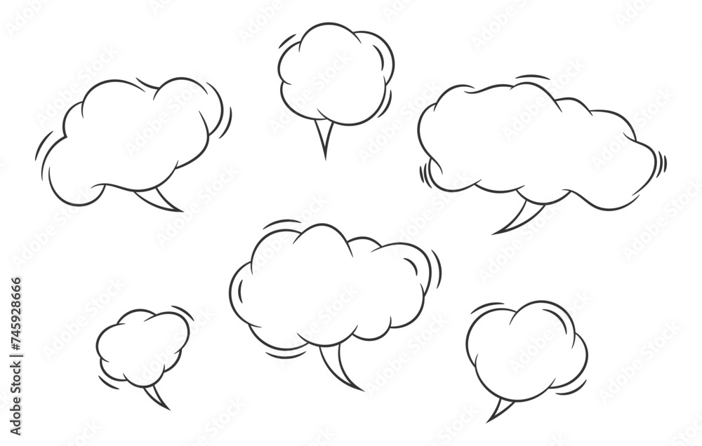 Poster set talk bubbles speech vector. blank empty bubble icon design elements. chat on line symbol templat