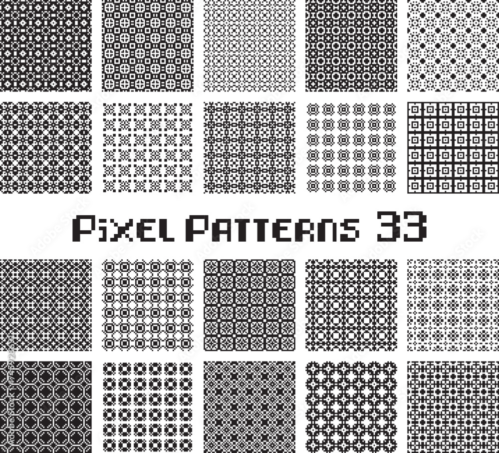 Poster abstract seamless pattern in pixel style. set geometric design background.