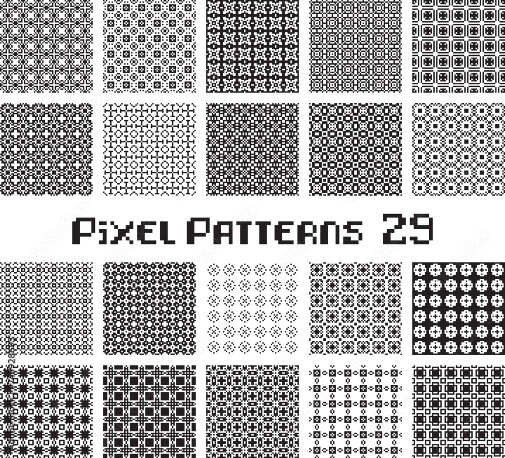 Poster abstract seamless pattern in pixel style. set geometric design background.