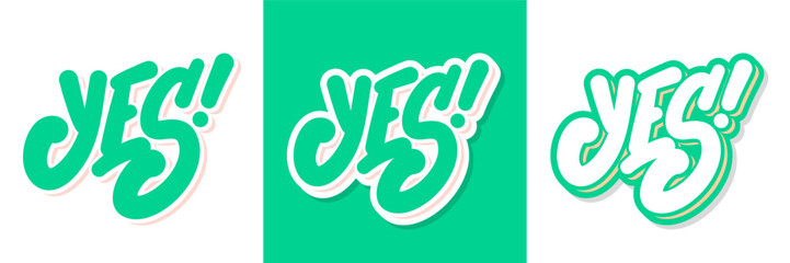 Yes word. Vector handwritten letterings.