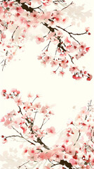 Fototapeta premium Cherry blossom isolated on white. AI generated art illustration.
