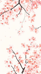 Fototapeta premium Cherry blossom isolated on white. AI generated art illustration.