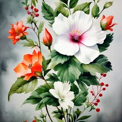 Vibrant Watercolor Flower in Full Bloom