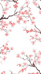 Cherry blossom isolated on white. AI generated art illustration.