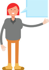 Woman Character and Speech Bubble
