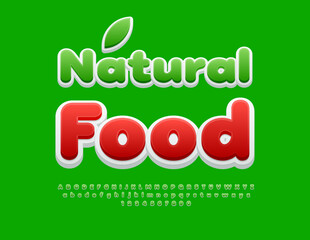 Vector eco concept Nature Food. Cute Green 3D Font. Creative Alphabet Letters and Numbers.