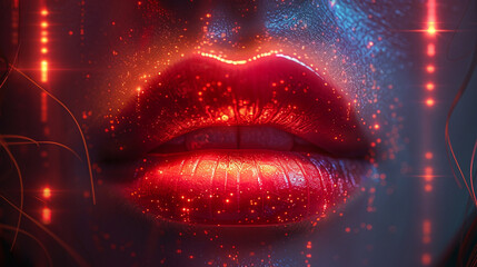 Bright Lights Close-Up of Womans Lips