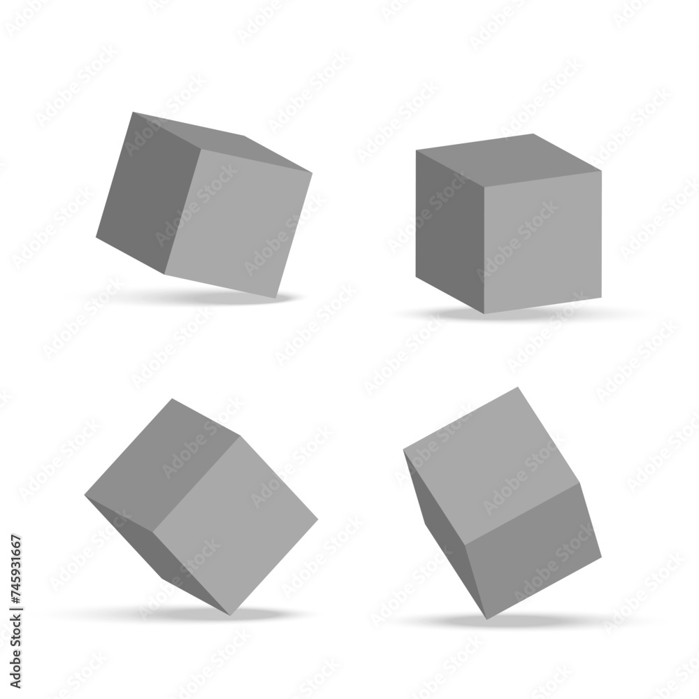 Poster cube rotation perspective. geometric form spin. abstract shape vector. vector illustration. eps 10.