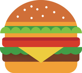 Cheese Burger Vector Icon Illustration