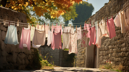 Clothes Drying on the Clotheslin. 
