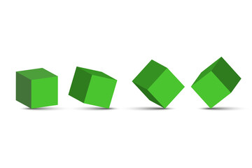 Cube green 3D geometry. Vector illustration. EPS 10.