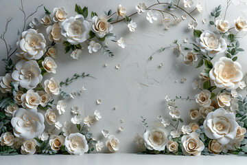 3d mural flower and wallpaper background.