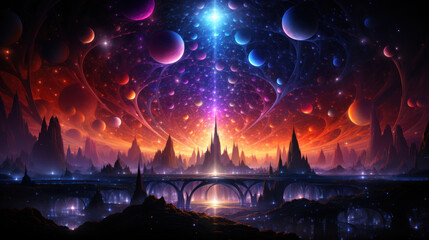 Fototapeta premium Beautiful colorful space landscape.