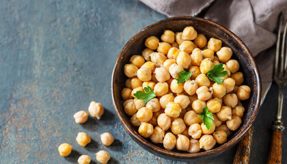 Chickpeas, copyspace on a side