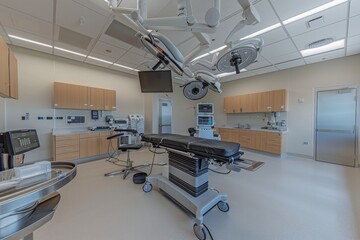 An empty modern operating room with advanced surgical equipment