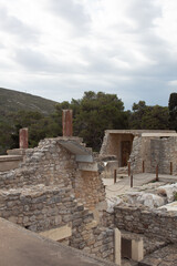 Ancient ruins of archeological site Knossos, Crete in Spring