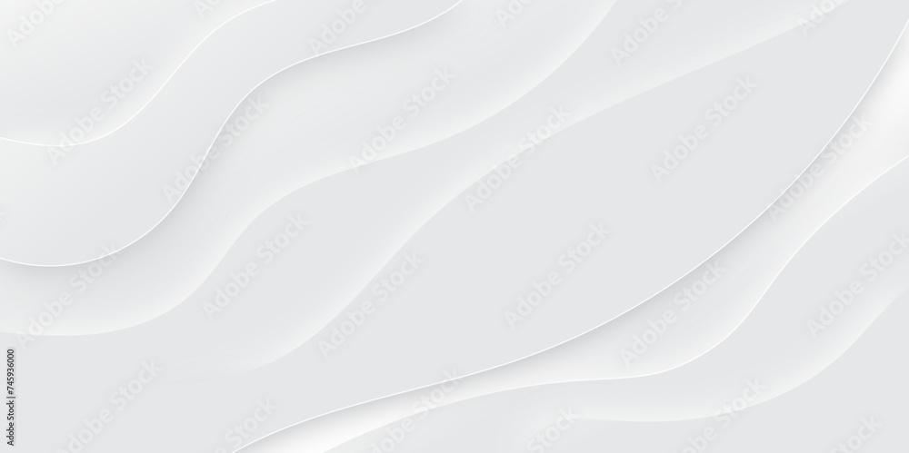 Poster abstract white and light gray wave modern soft luxury texture with smooth and clean vector subtle ba