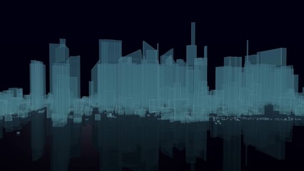 a computer generated image of a city skyline at night