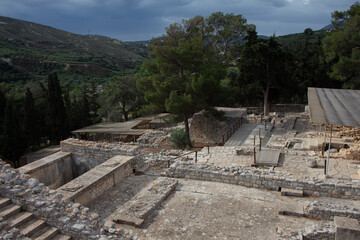 Ancient ruins of archeological site Knossos, Crete in Spring