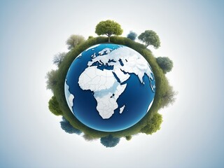 earth planet with trees isolated on white background, isolated for design 