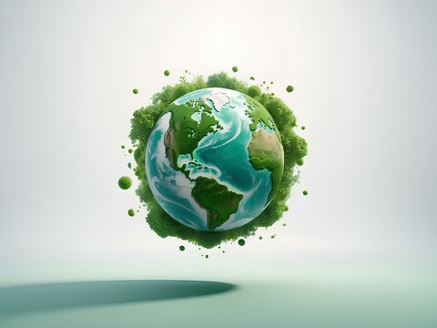 earth planet with plants isolated on white background, isolated for design 