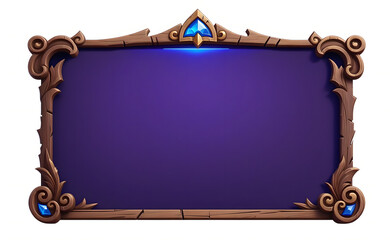 Wooden frame illustration. UI frame. Casual game frame. Wood frame game asset. Slot game background. Popup background. Wooden interface frame. Wood frame isolated on white.