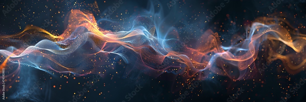 Poster dynamic light waves. abstract energy flow background. global connection concept. big data, network v