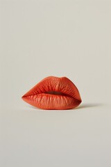 Close-up of vibrant red lips isolated on a light background