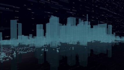 Obraz premium a computer generated image of a city skyline at night