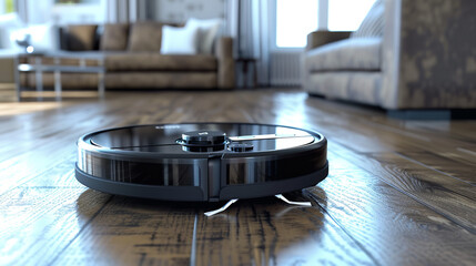 Sleek Robotic Vacuum Cleaner in Modern Home robot vacuum, landscape