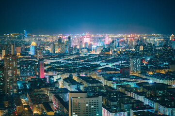 中国 黒竜江省 ハルビン　龍塔からの夜景　