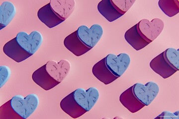 pattern of pink and blue hearts