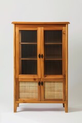 Obraz premium Old wooden cupboard on white mockup background 