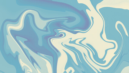 A blue and cream paint mixing with a swirl in the middle.