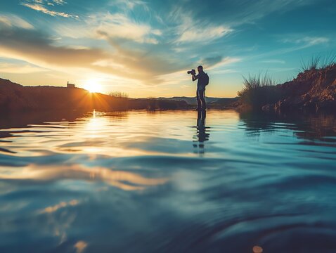 A photographer capturing stunning images for a client's social media campaign