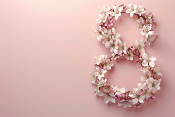 Women's Day concept 8 march made of spring flower