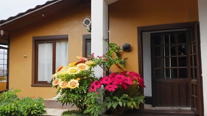 Fototapeta na wymiar door with flowers