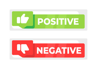 Positive and negative label, Checkmarks. Vector illustration