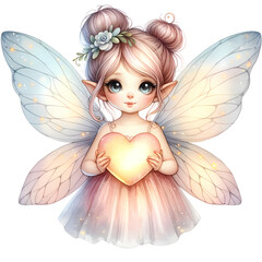 Whimsical Watercolor Fairies with Hearts, Love & Magic