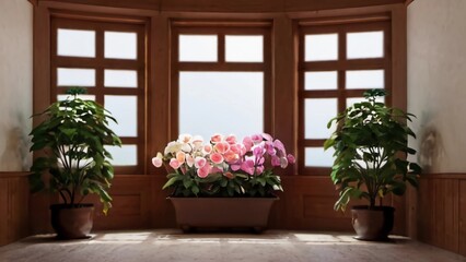 Fototapeta na wymiar window and flowers