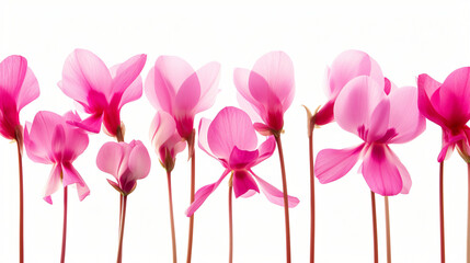 Cyclamen Flowers Isolated On White Background.