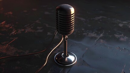 single retro microphone against colourful background