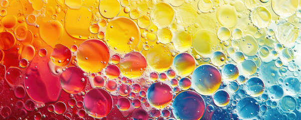 Colorful oil bubble background. Closeup view.