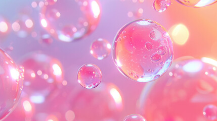 Pink colored oil bubble background. Closeup view. - obrazy, fototapety, plakaty