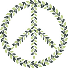 Peace symbol with olives and olive leaves. - 745948893