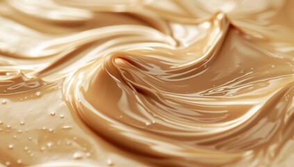 A close up of a creamy milk chocolate swirl, capturing the smooth and tempting texture